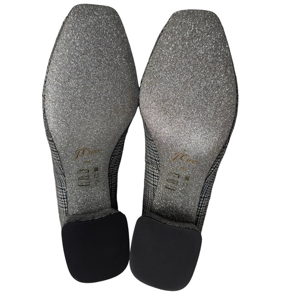 J. Crew Glen Plaid Embellished Block Heel Pumps Pearls Jeweled Square Toe - Picture 5 of 14